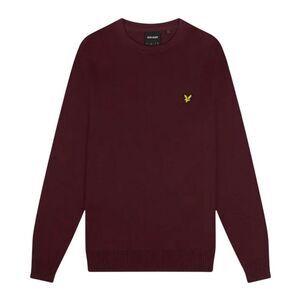 Lyle & Scott Mens Cotton Merino Crew Neck Sweater Top / Burgundy